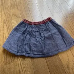 ファミリアリバーシブルスカート90cmグレー フレアスカート リンゴ刺繍