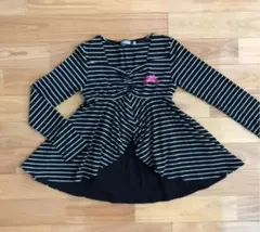 美品 150㎝ ZIDDY ボーダー ラメ入りカラフルプリント 長袖Tシャツ