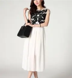 夏新作 全サイズ1着限定‼️セレブ 刺繍レース Aラインワンピースドレス 二次会