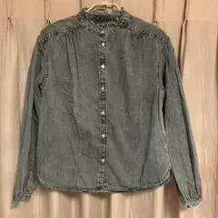 GAPデニムフリル襟シャツ