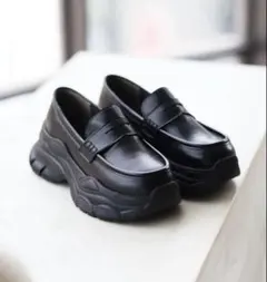 バレエコア　スニーカーローファー　厚底ブラックローファー24㎝（L）