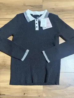MUMU & CO. 長袖 襟付き　ポロニット ブラック 配色襟　しまむら