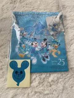 東京ディズニー シー25周年スパークリングジュビリー巾着　ミッキーチャーム付き