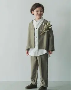 【美品】riziere ノーカラージャケットセットアップ+シャツ 3点セット