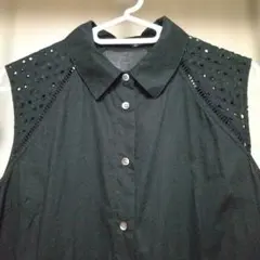 ダーマコレクション ノースリーブ シャツ ブラウス 黒 レース