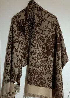 ニコアンド【美品】 nikoand... 花柄大判ストール ブラウン