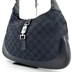 グッチ　GUCCI　ジャッキー　ワンショルダー　キャンバス　レザー　GG柄　黒