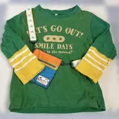 長袖カットソー グリーン ストライプ付き