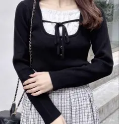 イング　フロントレースドッキングニット（トップス）