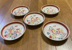 【骨董】花柄陶器皿 5枚セット