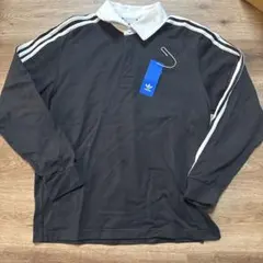 adidas ブラック ラグビーポロシャツ 長袖