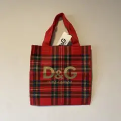 D&G チェック柄エコバッグ 中型 レッドのサムネイル