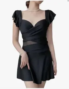 ブラック フリル袖 ワンピース水着　13号　15号