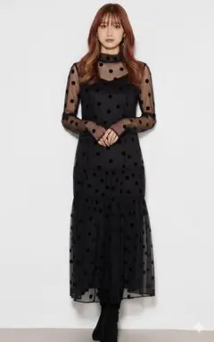 rienda ドットレースティアードワンピース 定価14300円