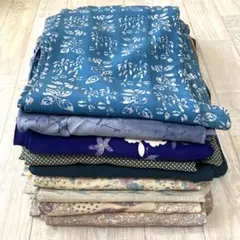 着物まとめ売り 小紋 付下げ9枚青系リメイク用 素材用 正絹他