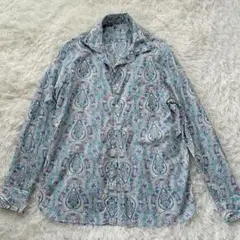 美品【ETONNE】長袖シャツ　リバティー　ペイズリー　ブルー系　メンズ