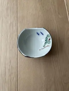 染め付け　青い舟と松模様の陶器の醤油皿5個セット