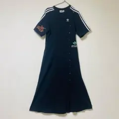 adidas アディダス 半袖 ドレス ロングワンピース ブラック M
