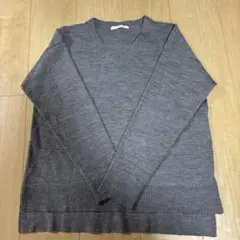 LOWRYS FARM Vネック 長袖ニット セーター トップス グレー