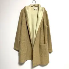 INED イネド　フード付き　ロングカーディガン　アウター　ベージュ　9 ウール