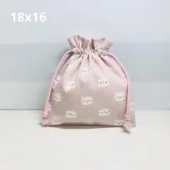 コップ袋　ねこ　ピンク　ハンドメイド　巾着袋　小物入れ　【622】