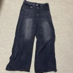 ワイドデニムパンツ ブラック
