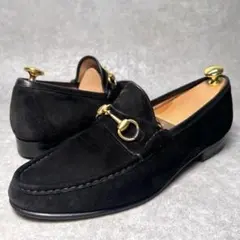 【美品】GUCCI/ホースビットローファー/スウェード/ブラック/43E