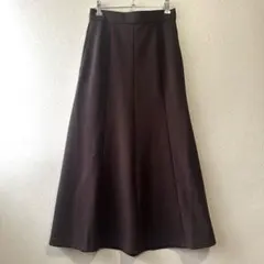 GU フレアスカート ロング ブラウン M ウエストゴム Aライン きれいめ