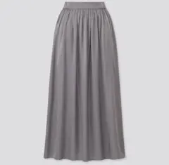 ユニクロ　シャイニーギャザーロングスカートL DARK GRAY