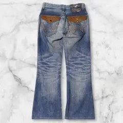 Y2K/00s/フレアデニム/鬼ヒゲ/ハチノス/ギミック　グランジ/W30