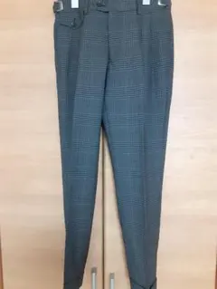 【新品‼️】アジャスター付きツータックパンツ　ブラウン色　グレンチェック柄のサムネイル
