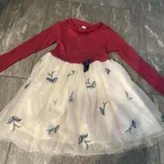 après les cours ワンピース 110cm 赤/白