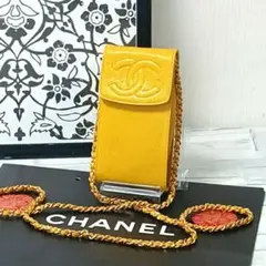 美品】CHANELシャネル スマホ入るキャビアスキン長財布チャーム付 