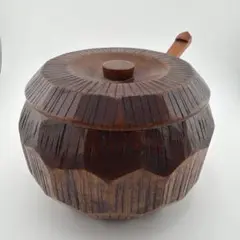 栗の木　おひつ　蓋付き椀　２個セット 栗の木製くりぬき おひつ 蓋付き 杓文字付き 伝統工芸 ご飯5〜6合用