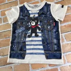 【美品】ダブルビーDOUBLE.B 騙し絵デニム風 Tシャツ size 100のサムネイル