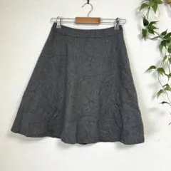 ナチュラルビューティーベーシック ウール Aラインスカート グレー 【M】上品