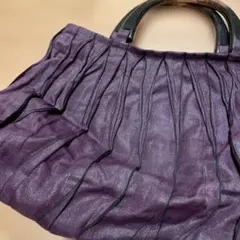 紫色 プリーツデザイン ハンドバッグ