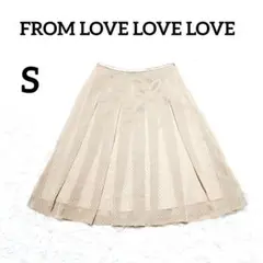 【FROM LOVE LOVE LOVE】膝丈フレアスカート　S　ベージュ　水玉