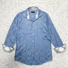 【美品】ブラックレーベルクレストブリッジ 長袖シャツ チェック 水色 Lサイズ