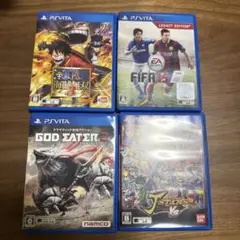 PSVitaソフトセットワンピース/GOD EATER/J-STARS/FIFA