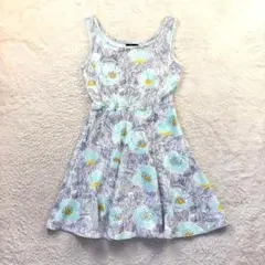 マックスアンドコー/S/白/青花柄/ノースリーブワンピース/フレア/コットン/夏のサムネイル
