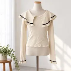 アプレジュール apres jour 長袖 リブニット フリル襟 F 《f559