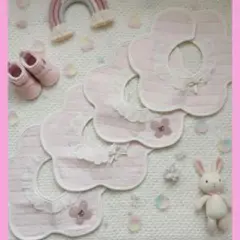 ベビースタイ防水よだれかけフリルスタイ女の子360度つけ襟花びらスタイメロウH2