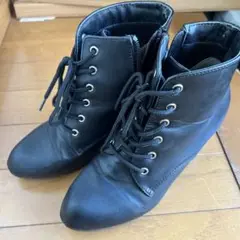 ‼️SALE中‼️ブラックショートブーツ レースアップ　L