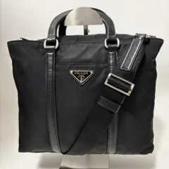 プラダ ナイロン ショルダーバッグ 2way レザー ミニトート 三角プレート