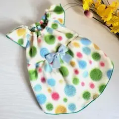 ＊犬服＊ハンドメイド　水玉模様 フリース　ワンピース 小型犬
