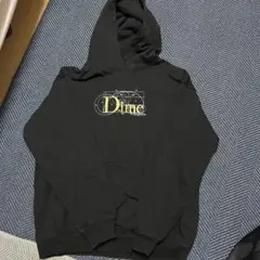 Dime ロゴプリント ブラックパーカー