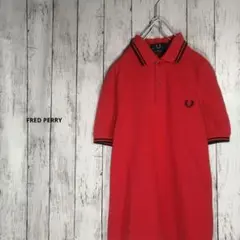 FRED PERRY フレッドペリー 英国製 刺繍 半袖 ポロシャツ レッド S