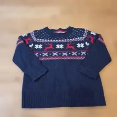 鹿柄ネイビーセーター 100