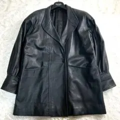 VINTAGE 羊革ラムレザー レザージャケット　レザーコート ブラック L相当